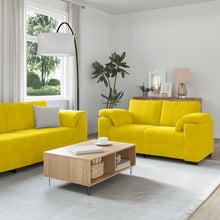 2-teiliges Sofa-Set mit Kissen, gelber Samt