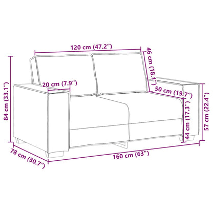 2-Sitzer Sofa Hellgrau 120 cm Stoff