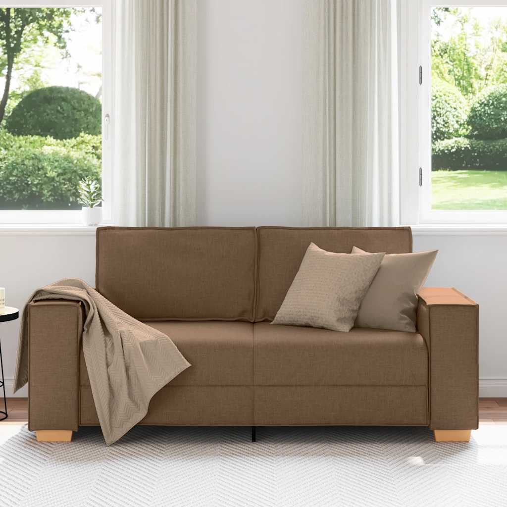 2-Sitzer Sofa Braun 140 cm Stoff