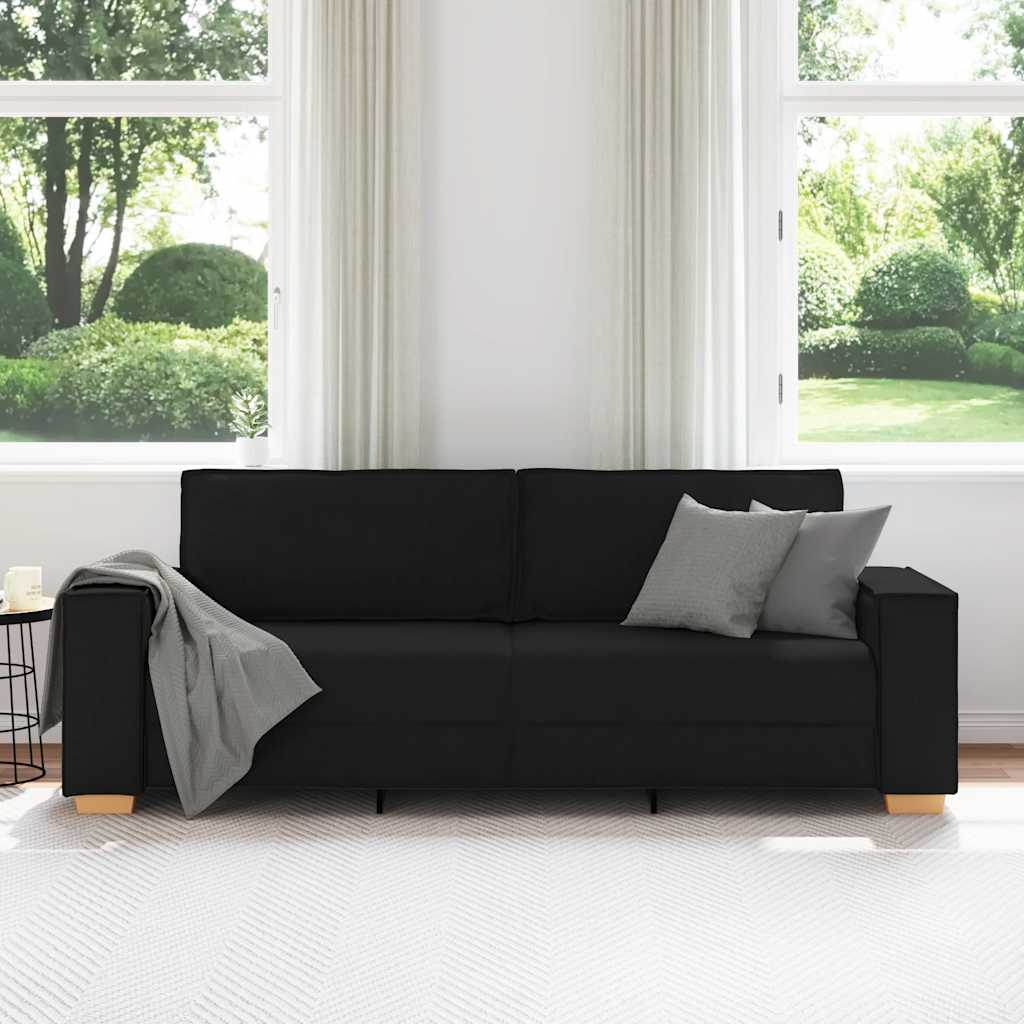3-Sitzer-Sofa Schwarz 180 cm Stoff