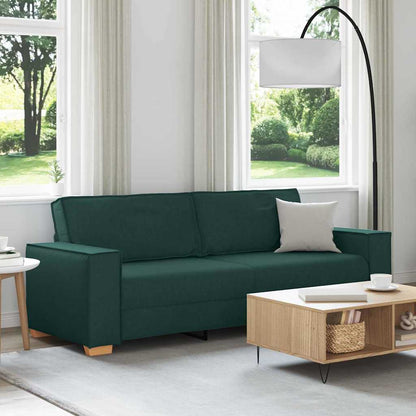 3-Sitzer-Sofa mit Kissen Dunkelgrün 220 x 78 x 84 cm Stoff
