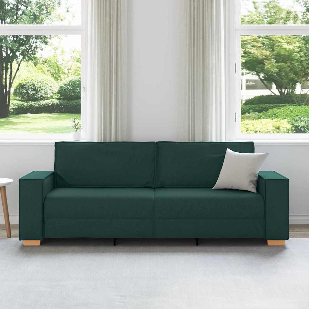 3-Sitzer-Sofa mit Kissen Dunkelgrün 220 x 78 x 84 cm Stoff