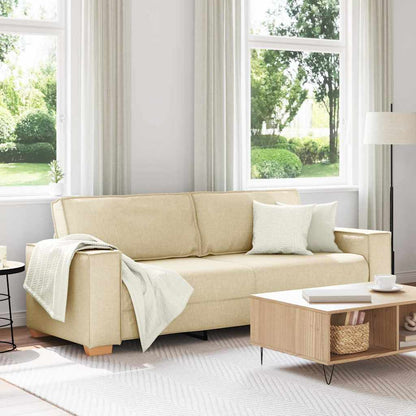 3-Sitzer-Sofa mit Kissen Creme 220 x 78 x 84 cm Stoff