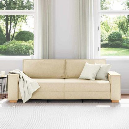 3-Sitzer-Sofa mit Kissen Creme 220 x 78 x 84 cm Stoff