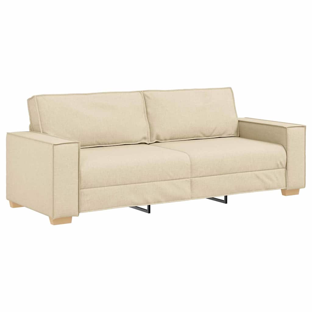 3-Sitzer-Sofa mit Kissen Creme 220 x 78 x 84 cm Stoff