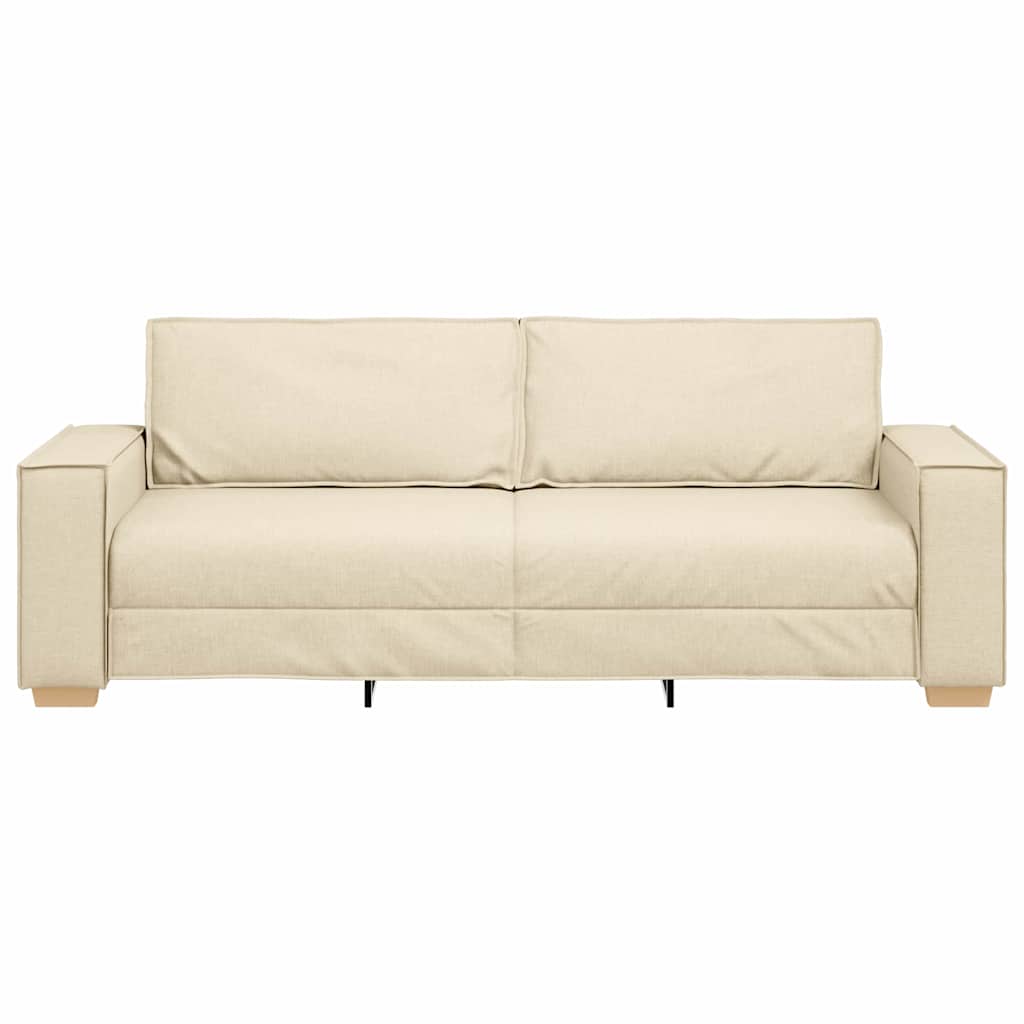 3-Sitzer-Sofa mit Kissen Creme 220 x 78 x 84 cm Stoff