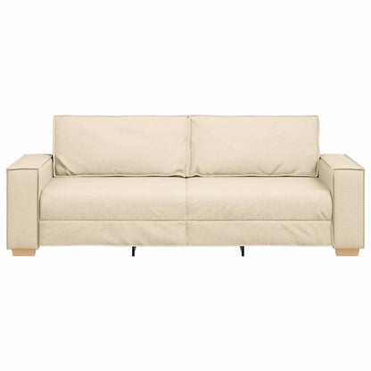 3-Sitzer-Sofa mit Kissen Creme 220 x 78 x 84 cm Stoff