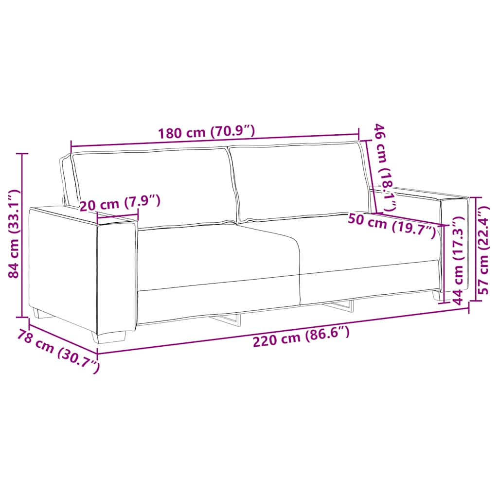 3-Sitzer-Sofa Wolkengrau 180 cm Stoff