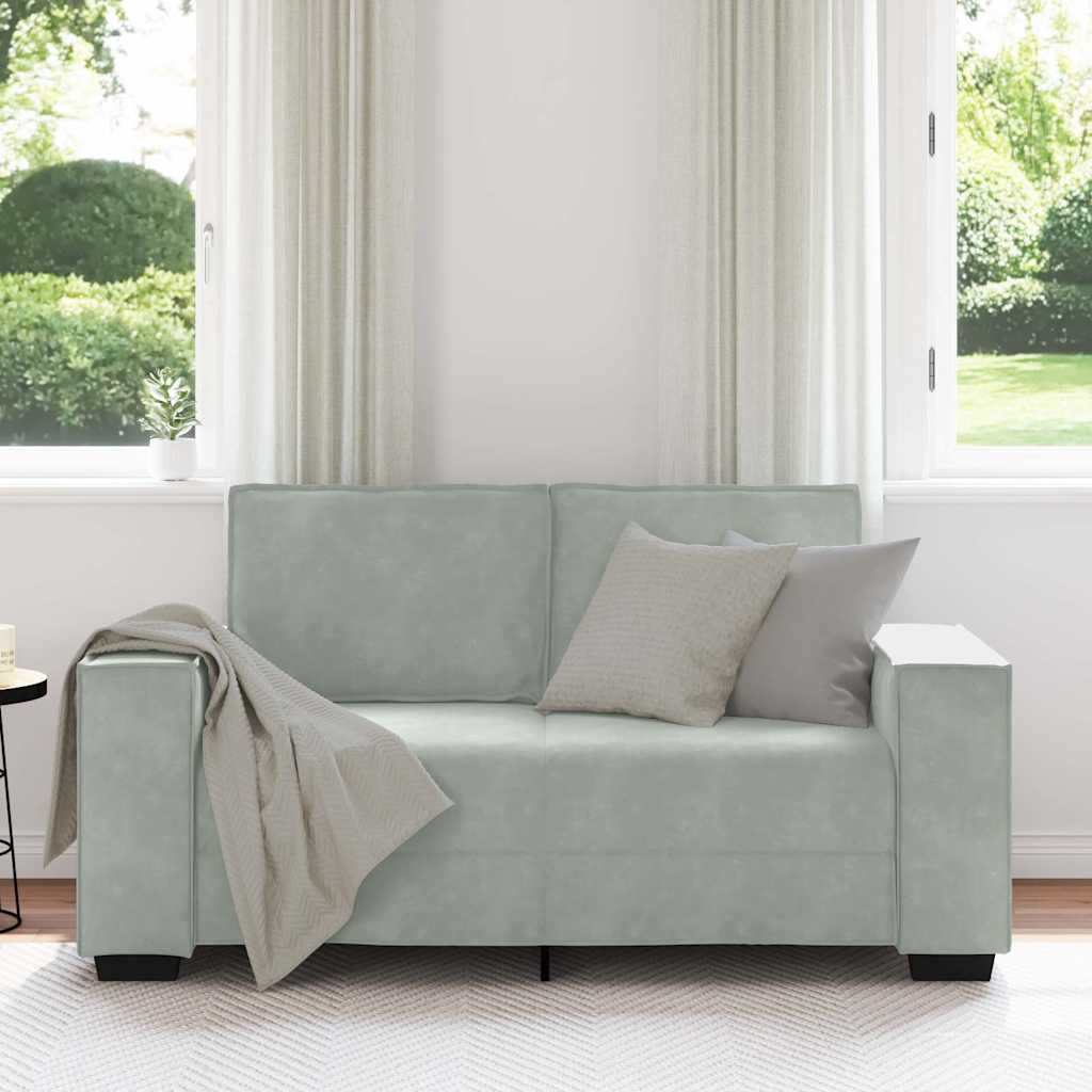 2-Sitzer-Sofa Hellgrau 120 cm Samt