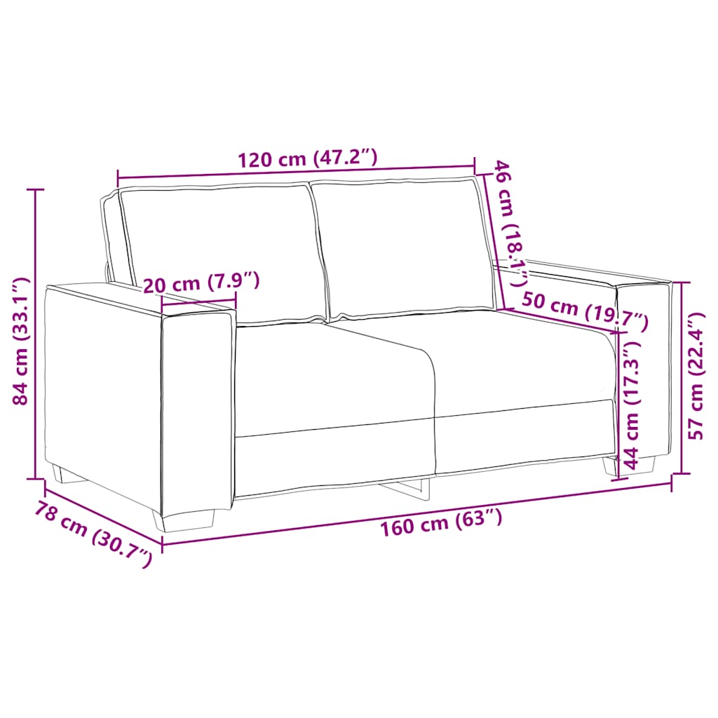 2-Sitzer-Sofa Weinrot 120 cm Samt