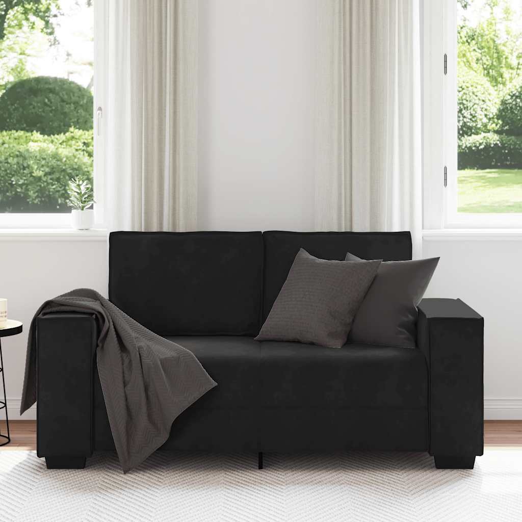 2-Sitzer-Sofa Schwarz 120 cm Samt