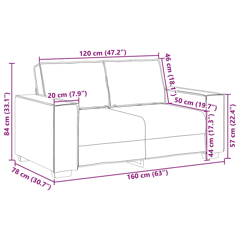 2-Sitzer-Sofa Creme 120 cm Samt