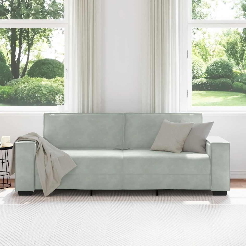 3-Sitzer-Sofa Hellgrau 180 cm Samt