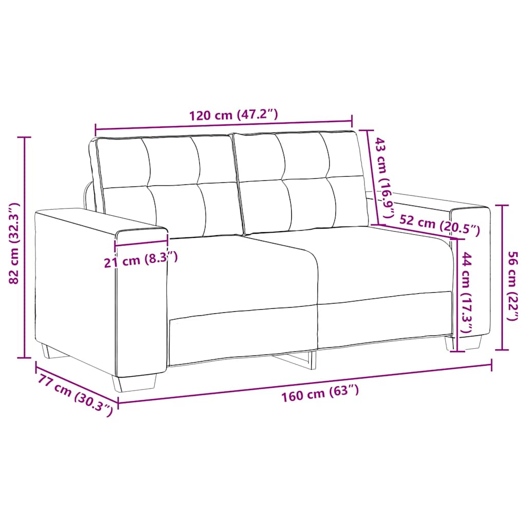 Loveseat Sofa Dunkelgrün 120 cm Stoff