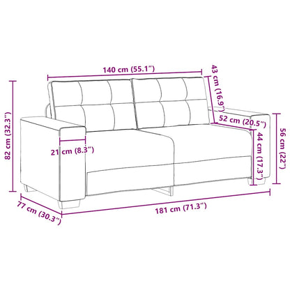 Loveseat-Sofa Taupe 140 cm Stoff