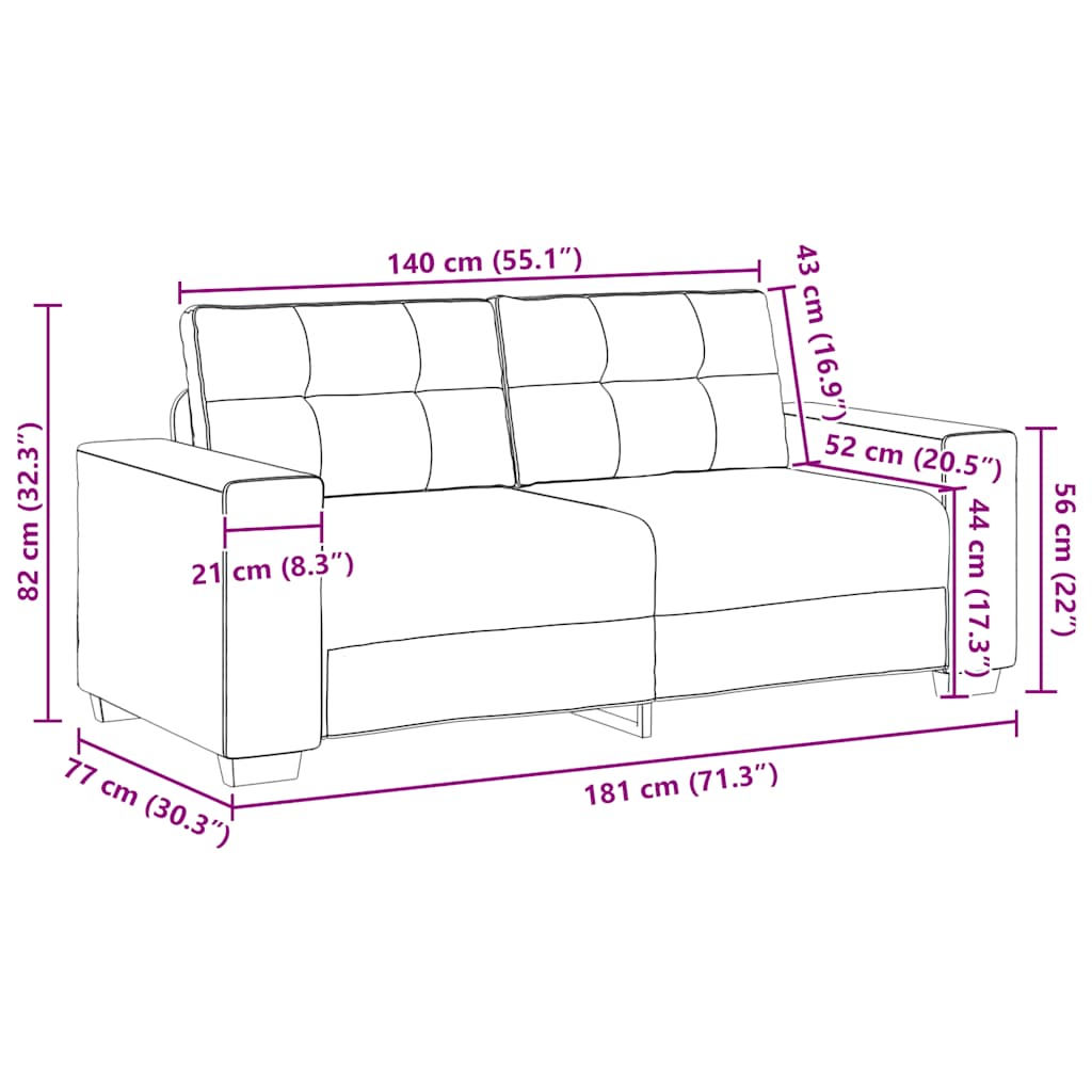 Loveseat-Sofa Creme 140 cm Stoff