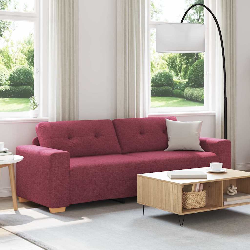 3-Sitzer-Sofa mit Kissen Weinrot Stoff