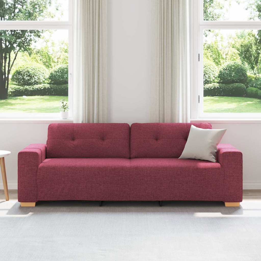 3-Sitzer-Sofa mit Kissen Weinrot Stoff