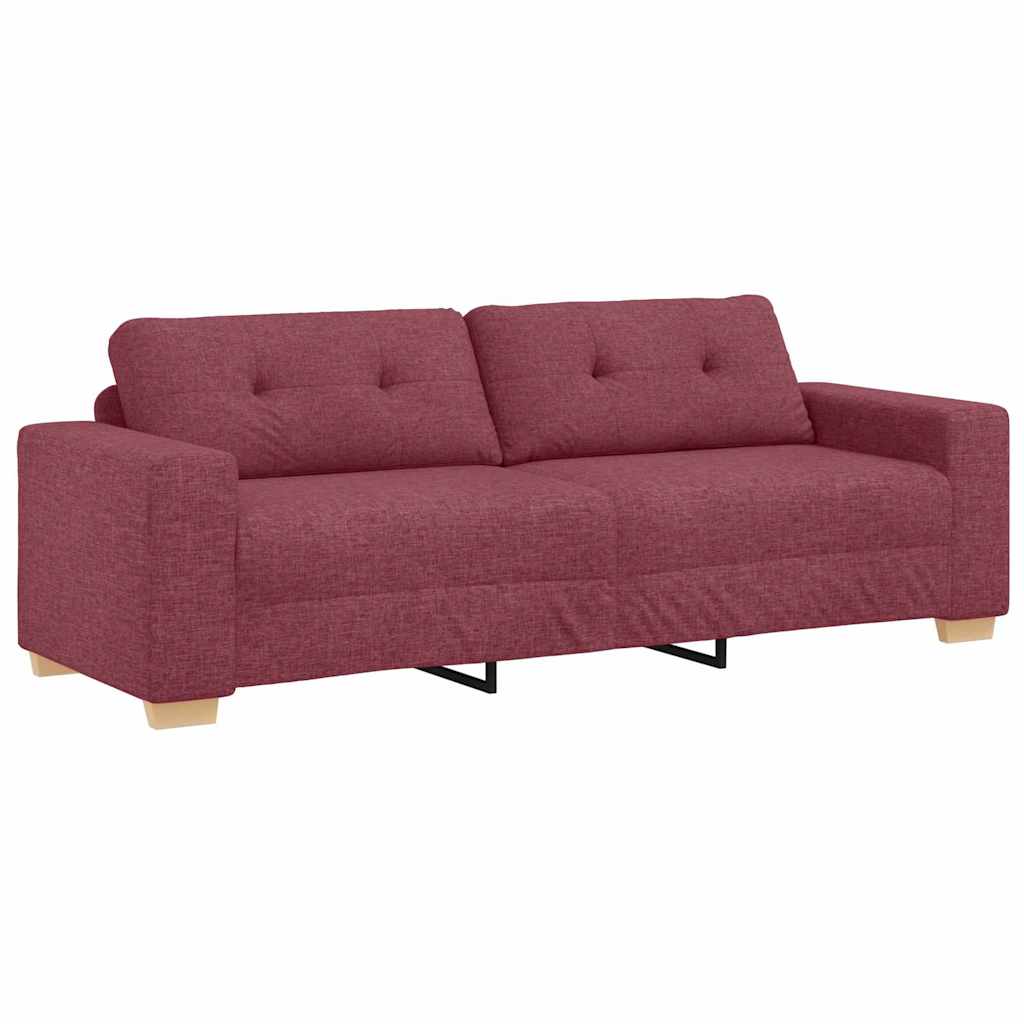 3-Sitzer-Sofa mit Kissen Weinrot Stoff