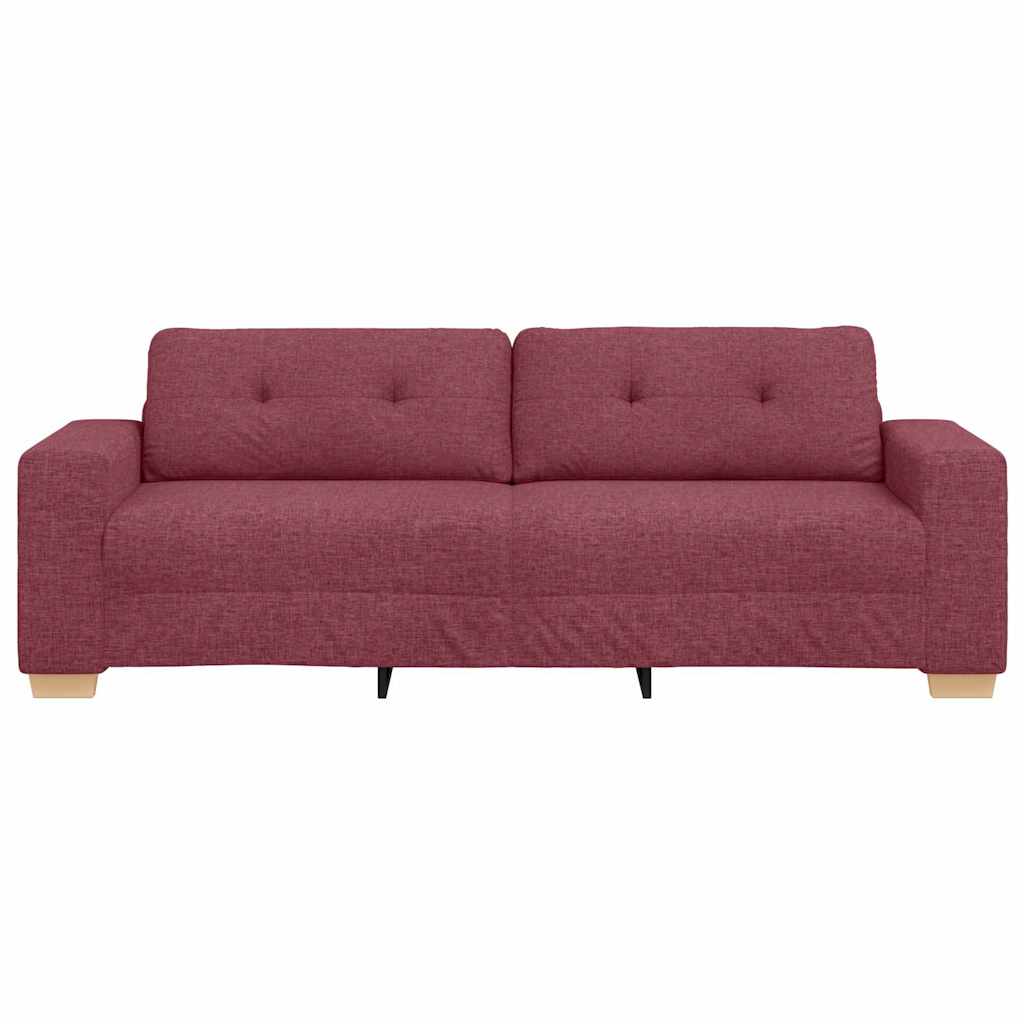 3-Sitzer-Sofa mit Kissen Weinrot Stoff