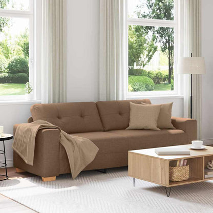 3-Sitzer-Sofa mit Kissen Braun Stoff