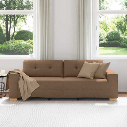 3-Sitzer-Sofa mit Kissen Braun Stoff