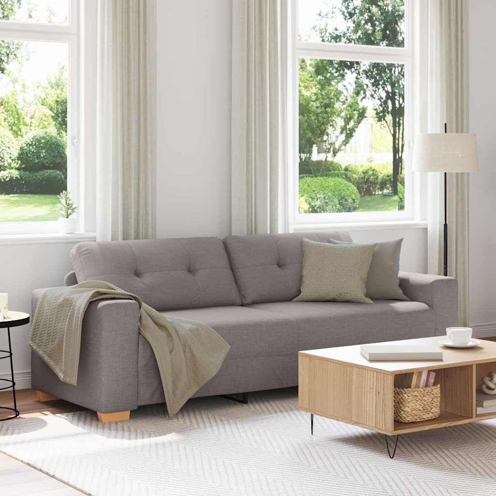 3-Sitzer-Sofa mit Kissen Taupe Stoff