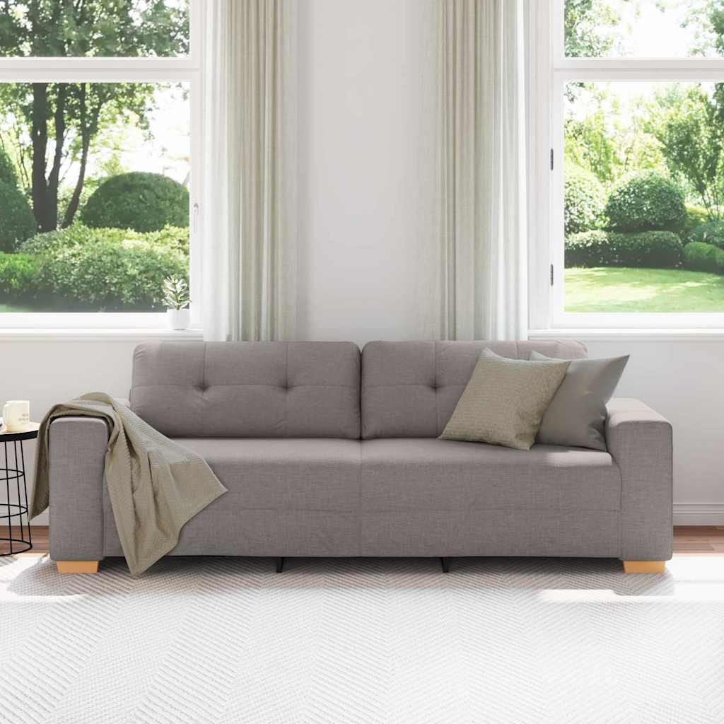 3-Sitzer-Sofa mit Kissen Taupe Stoff