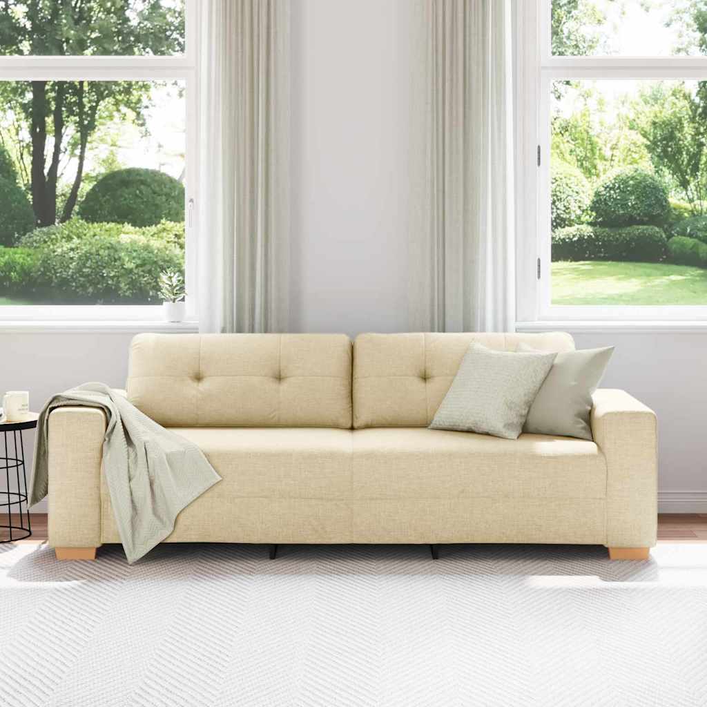 3-Sitzer-Sofa mit Kissen Creme Stoff