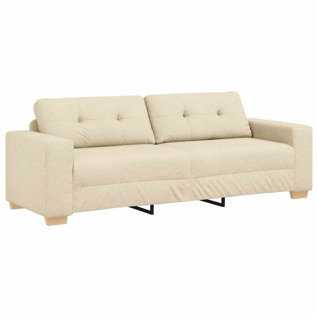 3-Sitzer-Sofa mit Kissen Creme Stoff