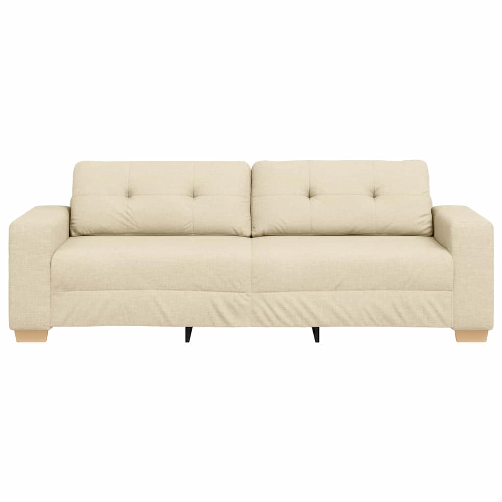 3-Sitzer-Sofa mit Kissen Creme Stoff