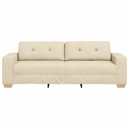 3-Sitzer-Sofa mit Kissen Creme Stoff