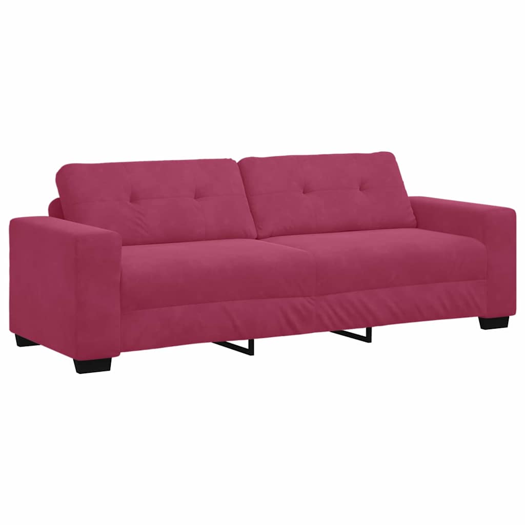 3-Sitzer-Sofa mit Kissen Weinrot Samt