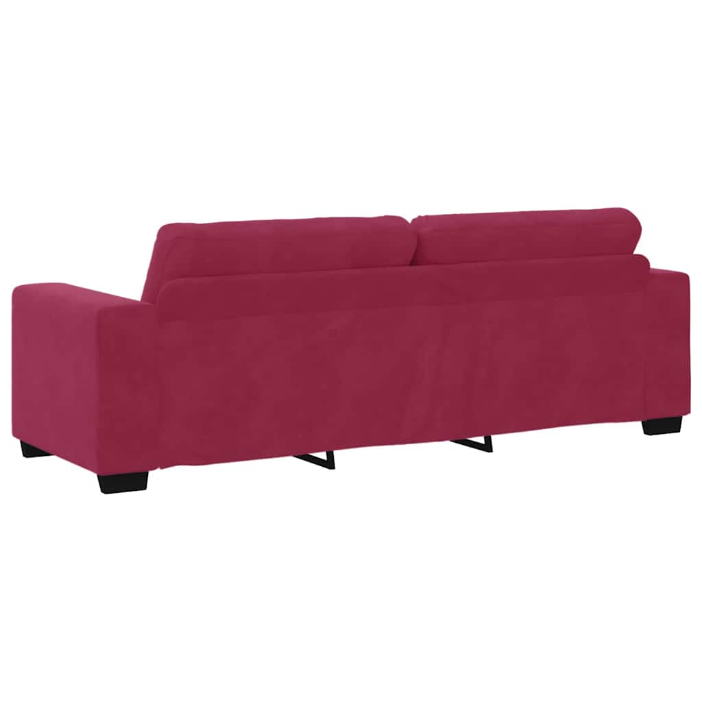 3-Sitzer-Sofa mit Kissen Weinrot Samt