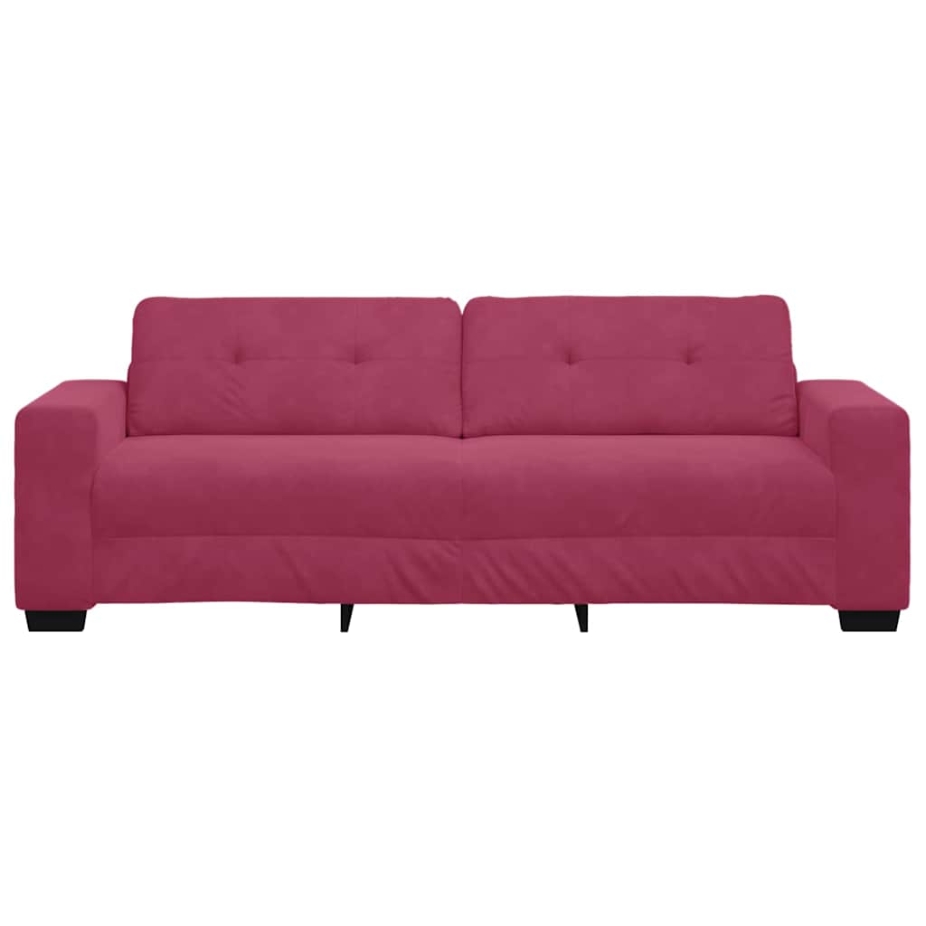 3-Sitzer-Sofa mit Kissen Weinrot Samt