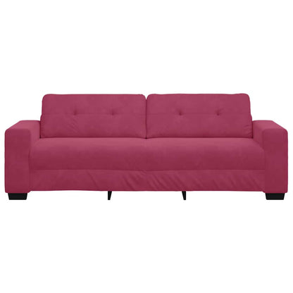 3-Sitzer-Sofa mit Kissen Weinrot Samt