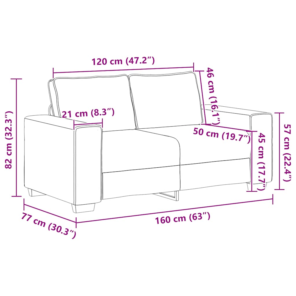 2-Sitzer-Sofa Dunkelgrau 120 cm Stoff