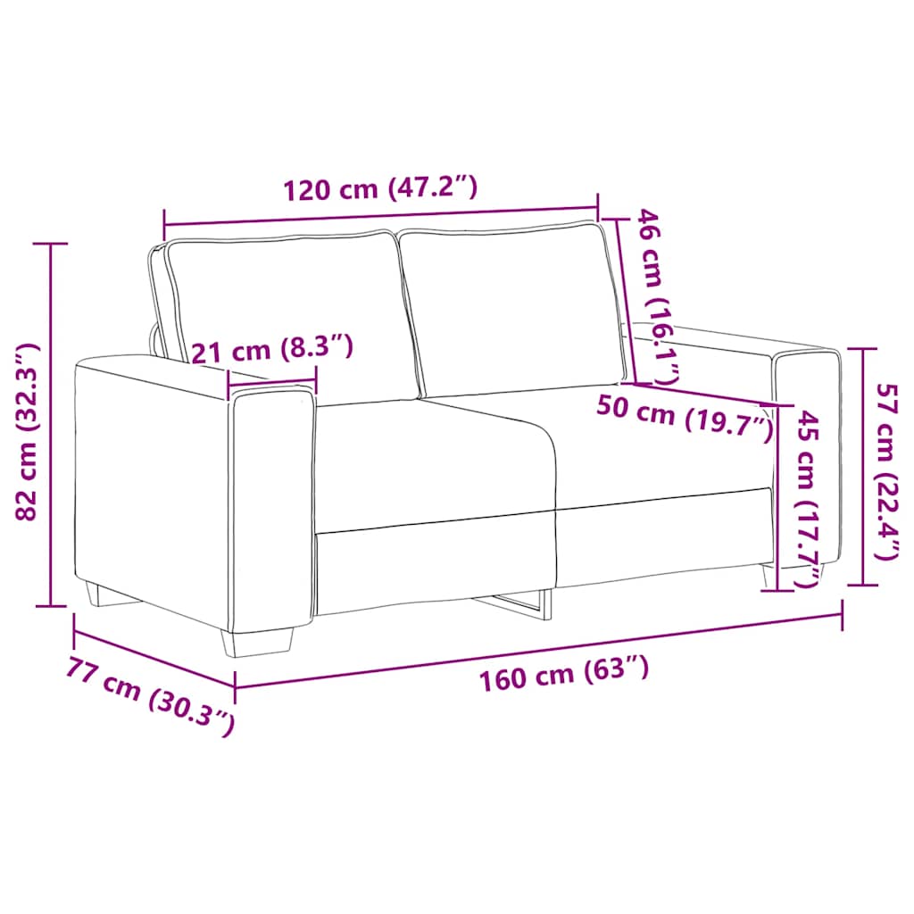 2-Sitzer-Sofa Taupe 120 cm Stoff