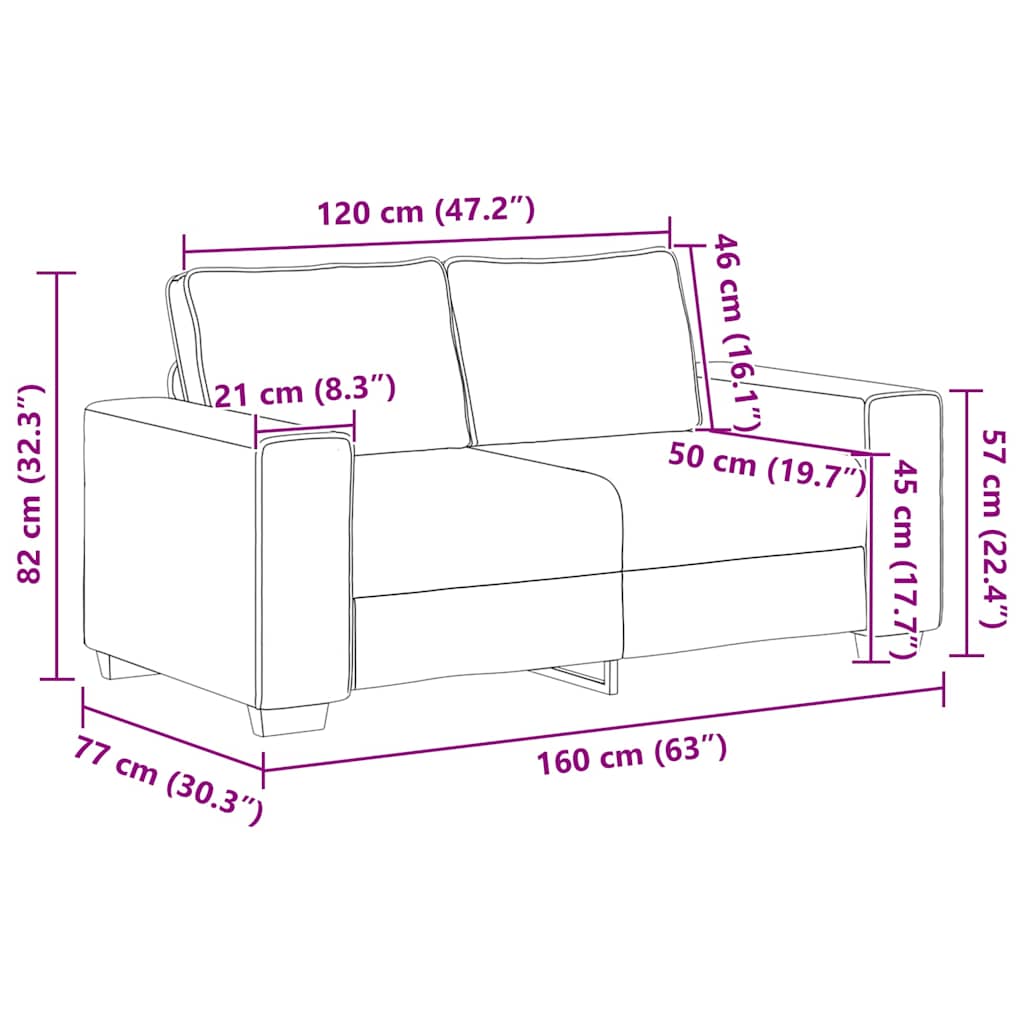 2-Sitzer-Sofa Creme 120 cm Stoff