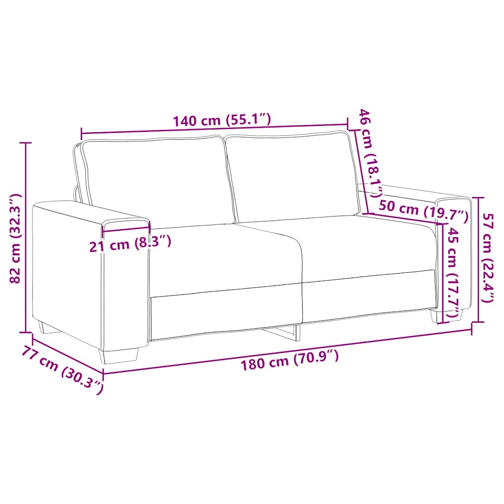 2-Sitzer-Sofa Weinrot 140 cm Stoff