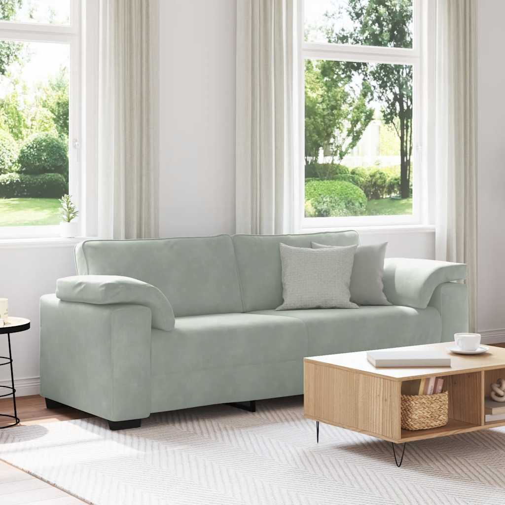 3-Sitzer-Sofa Hellgrau 178 cm Samt