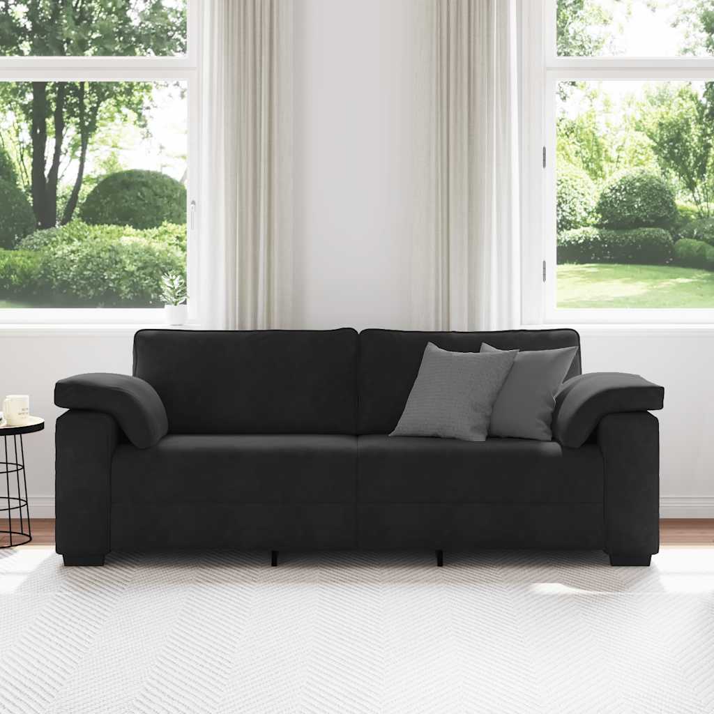 3-Sitzer-Sofa Schwarz 178 cm Samt