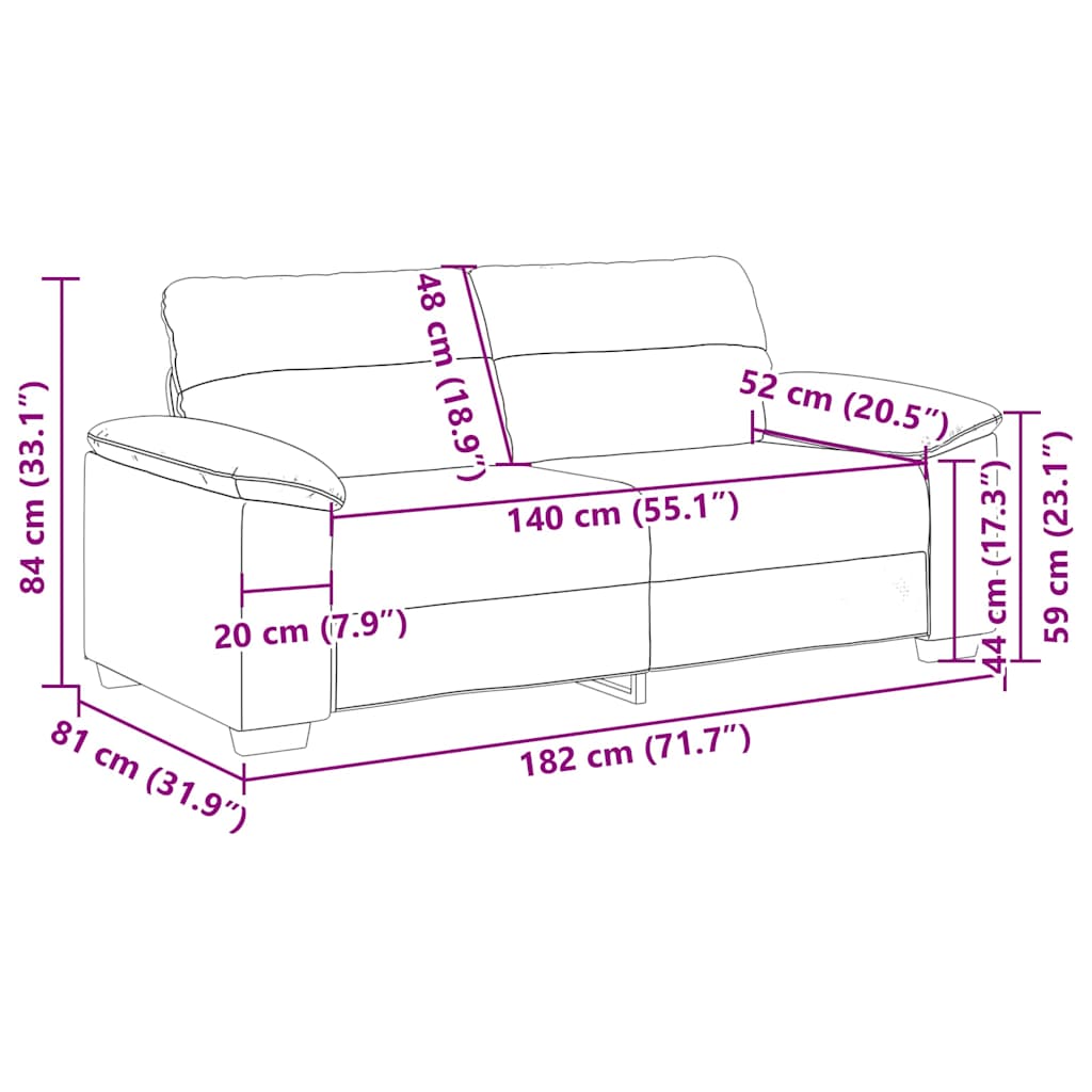 2-Sitzer-Sofa Creme 140 cm Stoff