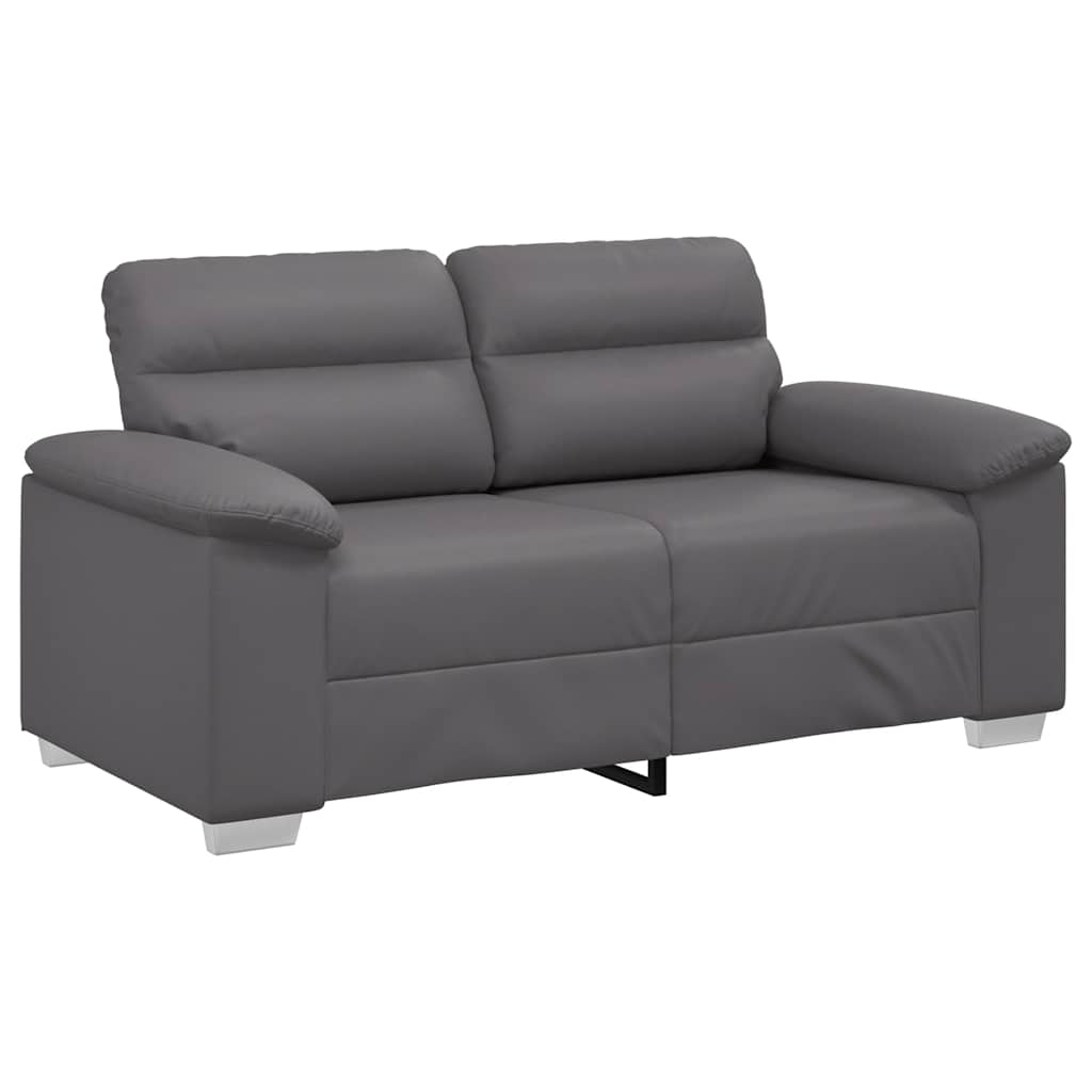 2-Sitzer-Sofa Grau 120 cm Kunstleder