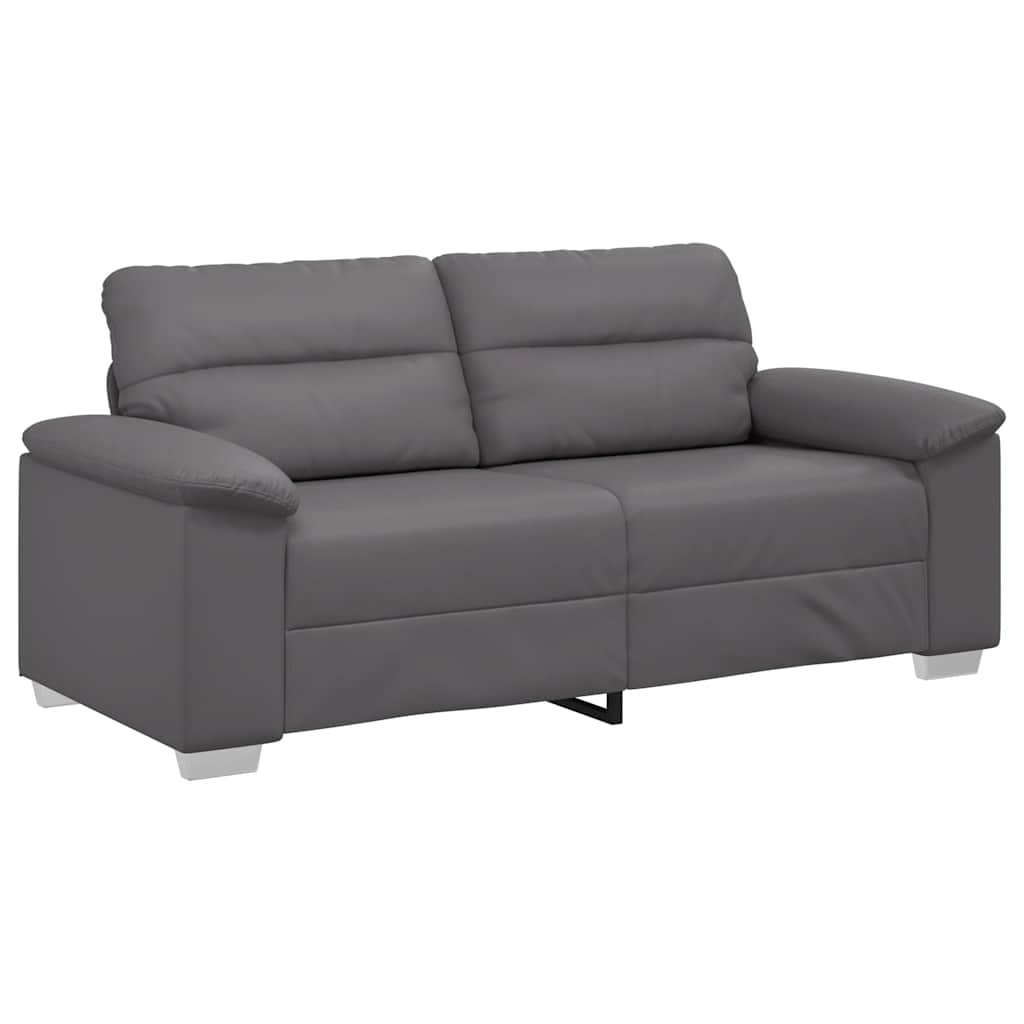 2-Sitzer-Sofa Grau 140 cm Kunstleder