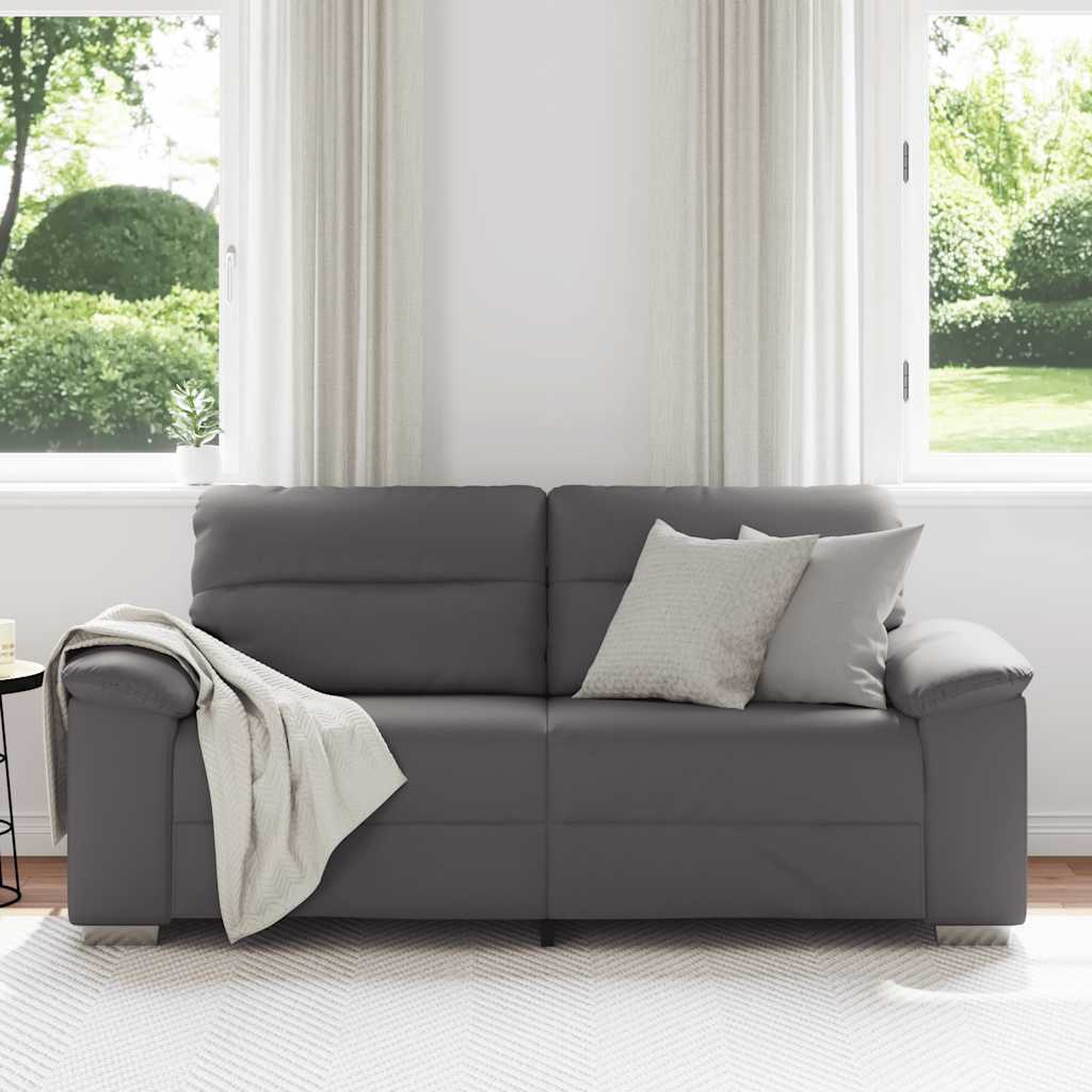 2-Sitzer-Sofa Grau 140 cm Kunstleder
