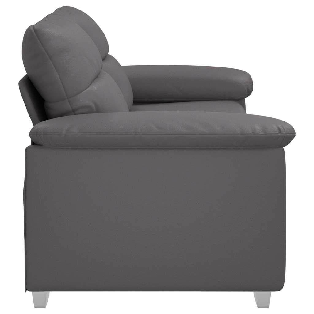 2-Sitzer-Sofa Grau 140 cm Kunstleder