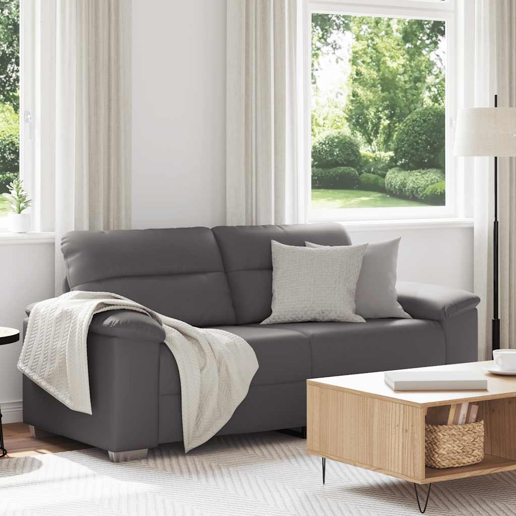 2-Sitzer-Sofa Grau 140 cm Kunstleder