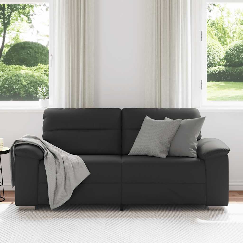 2-Sitzer-Sofa Schwarz 140 cm Kunstleder