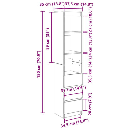 Highboard Sonoma-Eiche 37,5x35x180 cm Holzwerkstoff